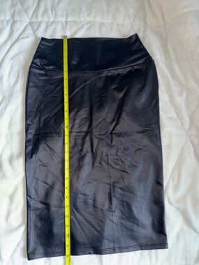 Black Faux Leather Pencil Skirt - Women